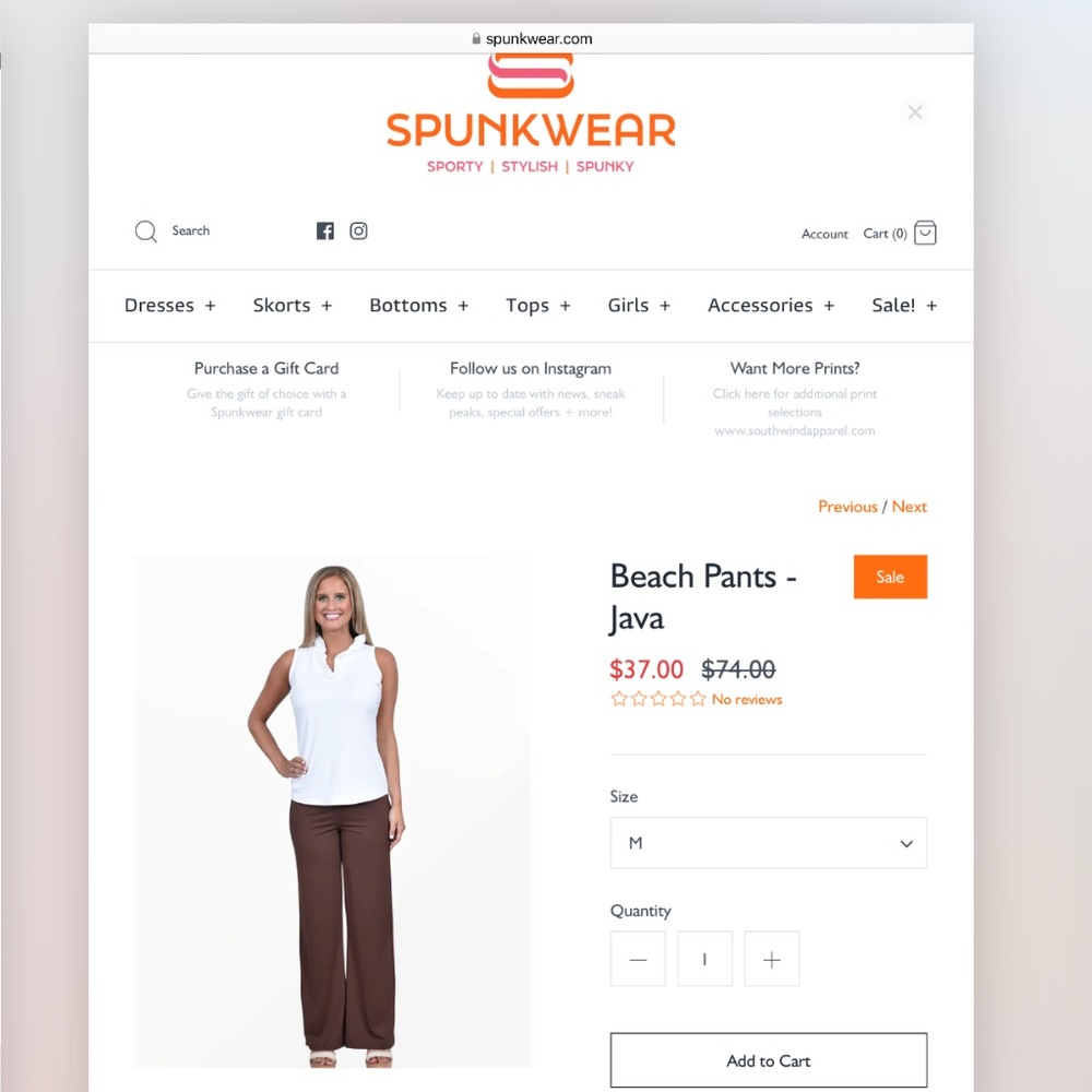 Southwind/Spunkwear brand new Beach pants